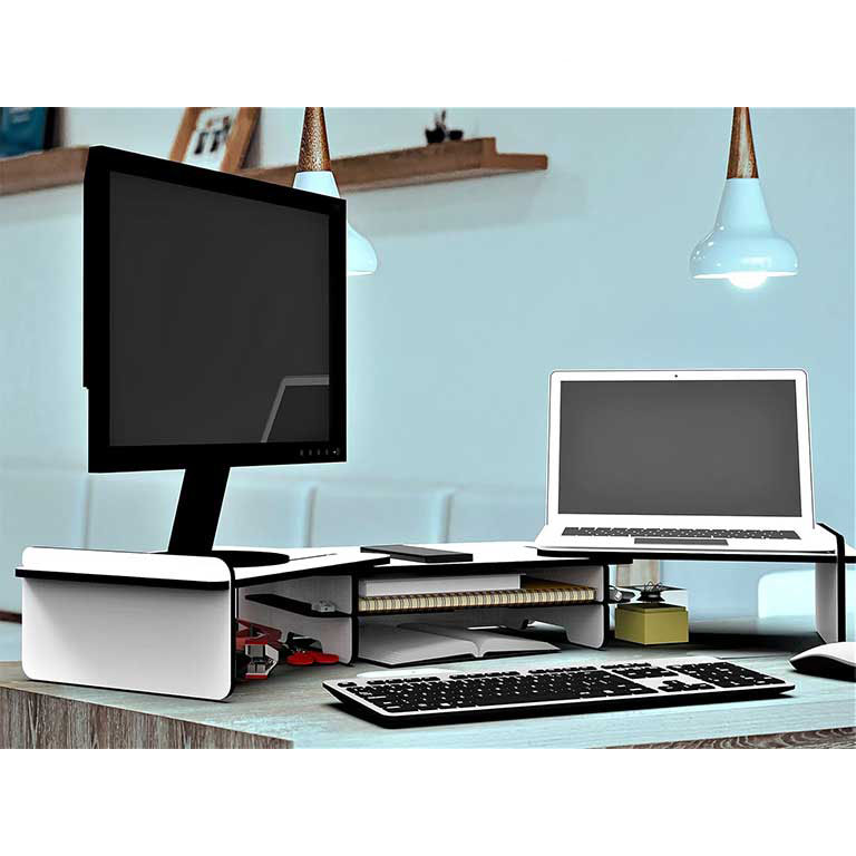 استند دو مانیتور مدل 10194 | شلف قابل تنظیم نگهدارنده مانیتور